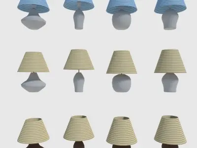 Lamp Set - Game Ready table with shade Low-poly 3D model