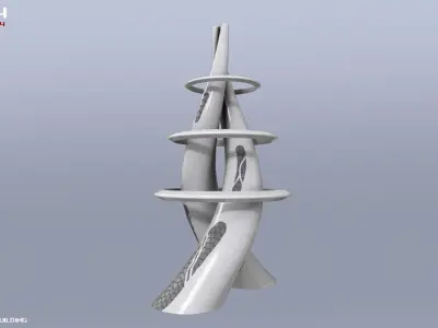 Scifi building Low-poly 3D model