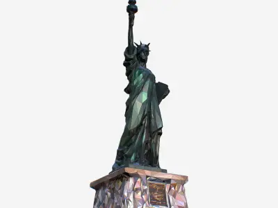 Low Polygon Art Style Liberty Statue Low-poly 3D model