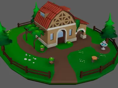 Stylized House  Low-poly 3D model