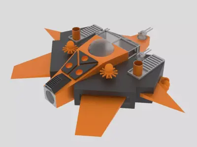 Tethys - S Spaceship Low-poly 3D model