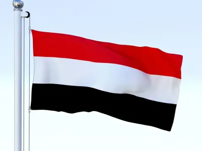 Animated Yemen Flag Low-poly 3D model
