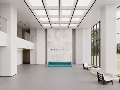 Modern Office Lobby Interior with Glass Reception Desk 3D model