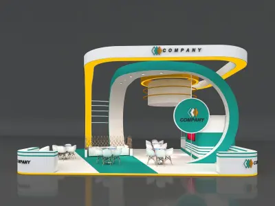 Exhibition Stand Stall 9x9m Height 500 cm 4 Side Open 3D model