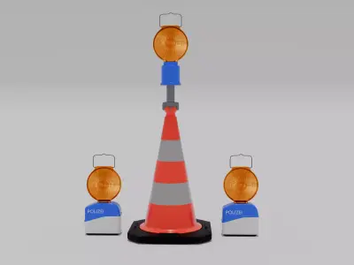Fuehrungslichtanlage und Leitkegel Pack Polizei 3D model