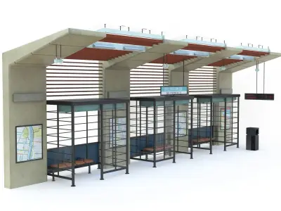 Bus Stop 10 Low-poly 3D model