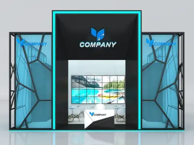 Exhibition Booth Stand Stall 10x8m Height 500 cm 4 Side Open 3D model