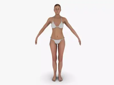 Female Character With Bikini Walk Cycle 3D model