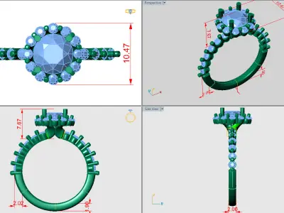 Halo solitare round with single prong shank 3D print model