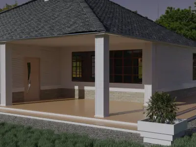 Model of a one story European cottage 3D model