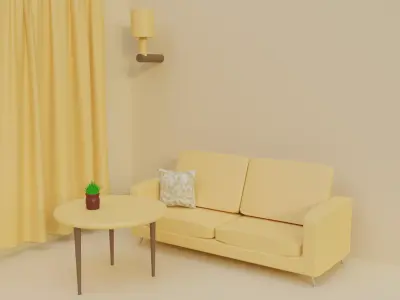 3D low poly interior modeling  Free 3D model