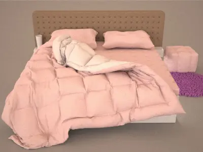 Bed with bottom light Free 3D model