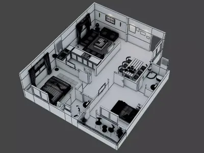 Modern Residential 3D Cut Floor Plan Low-poly 3D model
