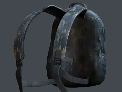 Backpack military combat Black baggage Low-poly 3D model 3