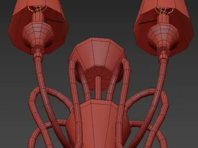 NAOMI light chrome chandelier with shades 3D model