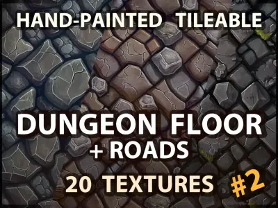 Dungeon Floor and Stone Road -20 TEXTURES -Handpainted PACK 2-- Texture