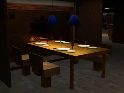Open Restaurant Low-poly 3D model