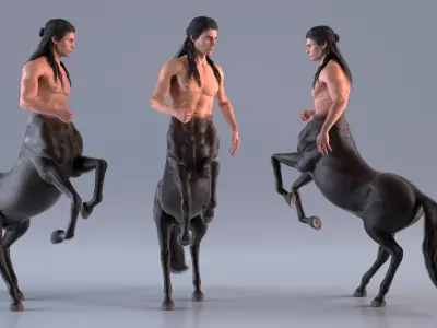  Long Haired Male Centaur Action Pose 