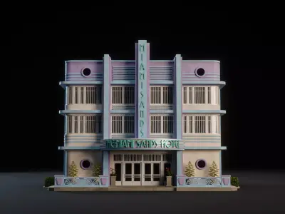 MIAMI VICE CITY ART DECO BUILDING 4 Low-poly 3D model