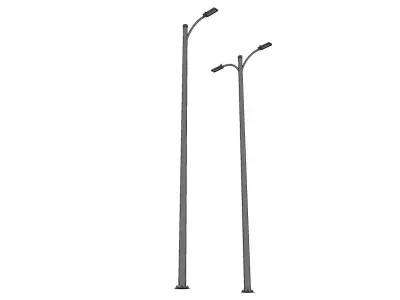 Group of 2 Light Poles - Lamp Posts 01 3D model