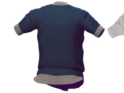 Cartoon High Poly Subdivision Blue Sweater Shirt 3D Model Low-poly 3D model