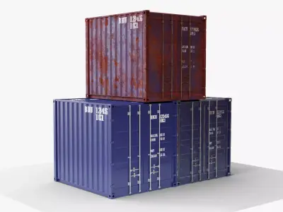 10Ft Cargo Container - Blue 3D Model Pack