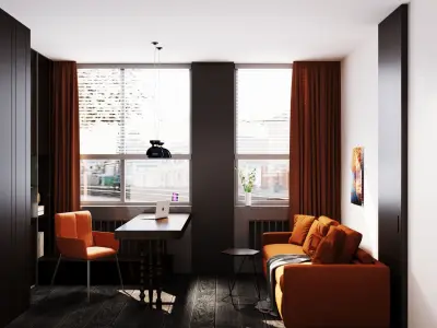 Orange and black shades in the interior 3D model