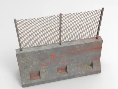 Road Barricade Old Low-poly 3D model