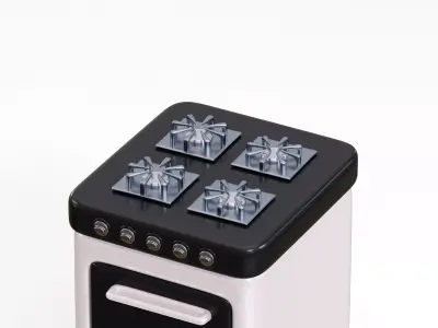 Cooker Gas Stove Low-poly 3D model