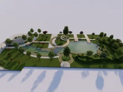 park-public park-Private Park Landscape 3D model