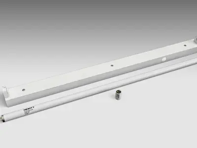 Single Fluorescent Tube Fixture Low-poly 3D model