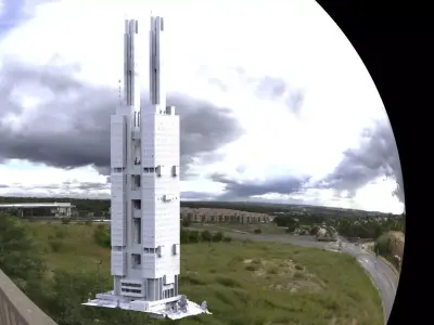 Russian Modern architecture brutalist tower tall 3D model 3D model