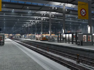 Munich Central Train Station Complete Scene 3D model