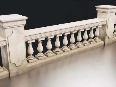 Classic Stone Balustrade 3D Model Low-poly 3D model