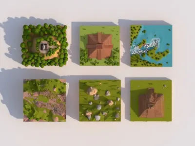 Cartoon Low Poly South America Landmarks Pack  Low-poly 3D model