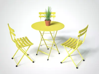 Bistro table and chairs 3D model