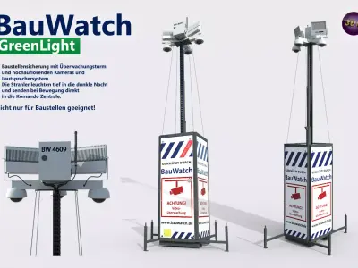 Bauwatch - Construction sites security camera Low-poly 3D model