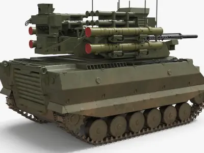  Uran-9 UGV with Heavy Armament and Dusty Hull Green Used 