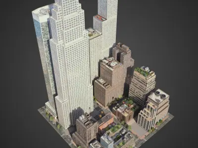 Realistic City District H30-A8 3D model