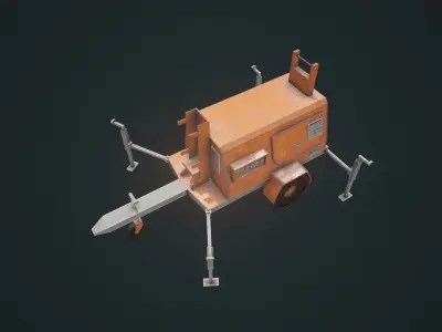 Generator - Light Generator - Orange Generator - Industrial Prop Low-poly 3D model