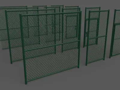 PBR Chain Link Fence For Court C Low-poly 3D model