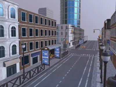 Game ready low poly modular city Low-poly 3D model