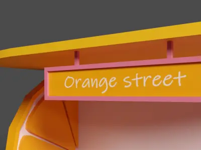 Bus stop Orange street Low-poly 3D model