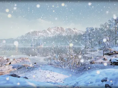 Winter Nature Low-poly 3D model