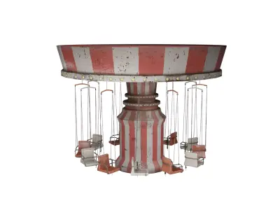 Abandoned Amusement Park - Chain Carousel Low-poly 3D model