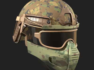 Helmet mask millitary combat soldier armor scifi  Low-poly 3D model