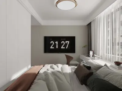Modern minimalist bedroom 3D model shop