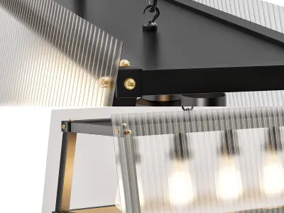 HAGAR light rectangular pendant in gold with clear glass 3D model