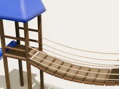 Playground castle with a slide Low-poly 3D model