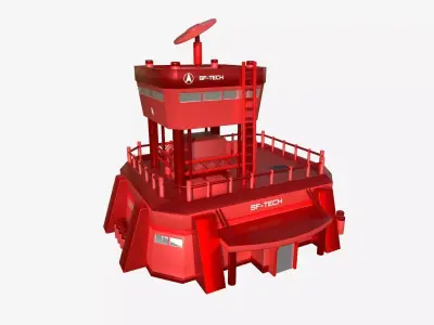 SciFi Facility B05 Red - Sci Fi Exterior Design Low-poly 3D model